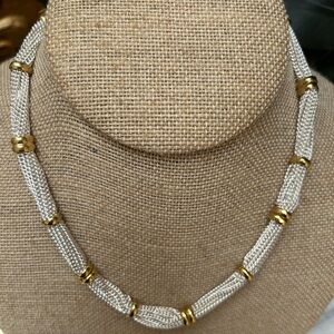 Two toned silver/gold necklace, toggle clasp, 16”
